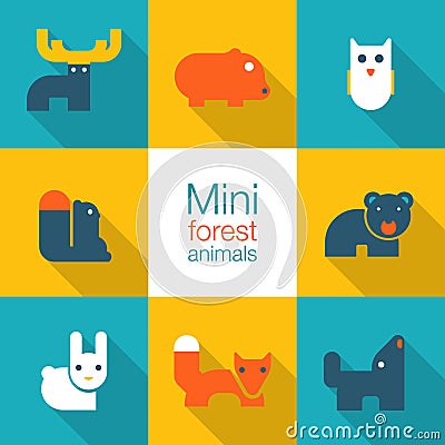 Minimal forest animals Vector Illustration