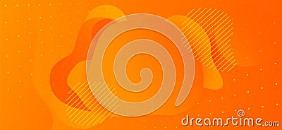 Minimal geometric orange yellow gradient background. Dynamical shapes, forms, line composition. Vector Illustration