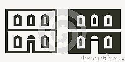 Minimal historical building facade vector icons Stock Photo