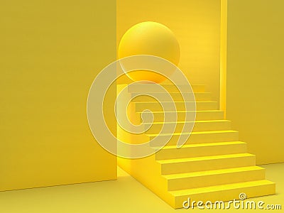 Minimal idea concept. Yellow stairs Stock Photo