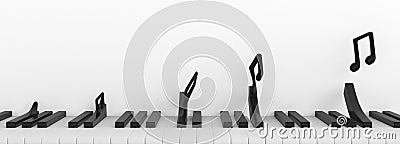 Minimal illustrate of piano keyboard,Sequence of music note transformation concept, 3D rendering Stock Photo