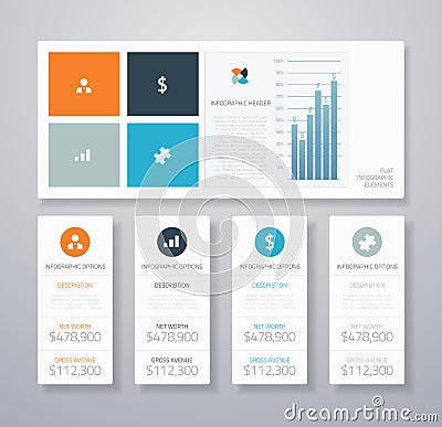 Minimal infographic flat business ui elements vect Vector Illustration