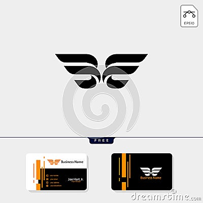 minimal initial B wings logo template vector illustration, get free business card design template Vector Illustration