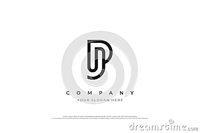 Minimal Initial Letter JP or PJ Logo Design Vector Illustration