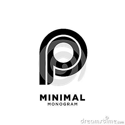 Minimal initial letter p pp simple vector design isolated background Vector Illustration