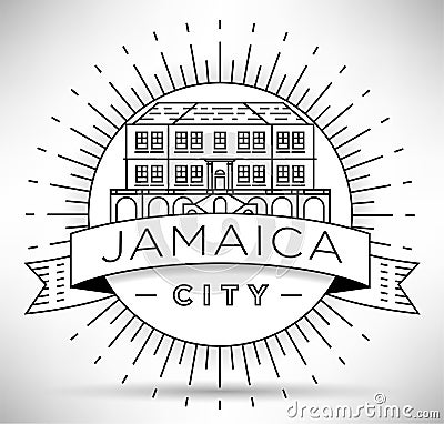 Minimal Jamaica City Linear Skyline with Typographic Design Stock Photo