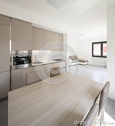 Minimal kitchen in a modern apartment Stock Photo