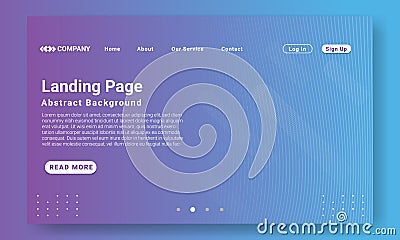 Minimal Landing Page Website Template. purple gradient geometric background with dynamic shapes, wave and geometric element. Vector Illustration