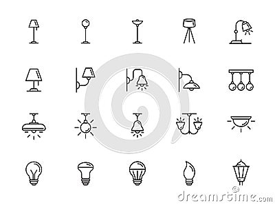 Minimal lighting line icon set Stock Photo