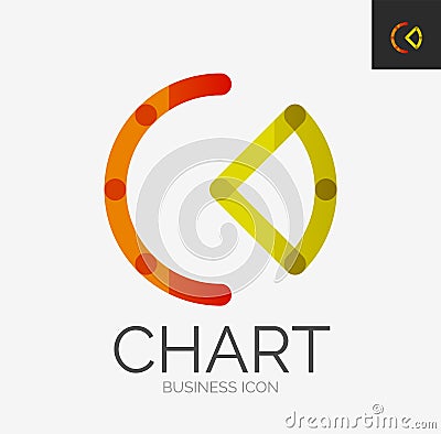 Minimal line design logo, chart, graph icon Vector Illustration