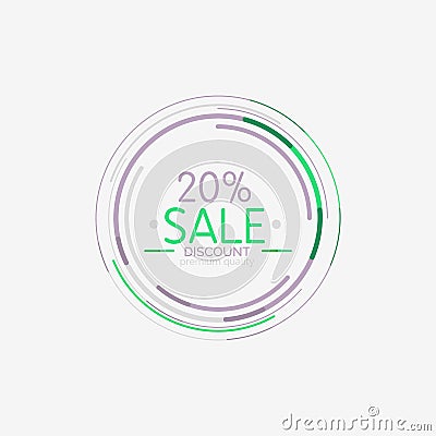 Minimal line design shopping stamps, sale Vector Illustration