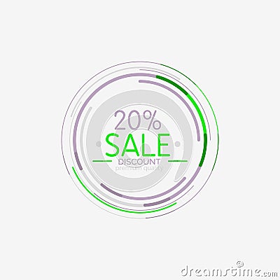 Minimal line design shopping stamps, sale Vector Illustration