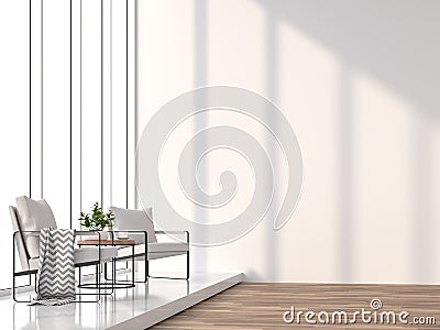 Minimal living room with sunlight shining into the room 3d rendering image Stock Photo