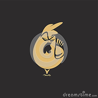 Minimal logo of angry golden chicken vector illustration Vector Illustration