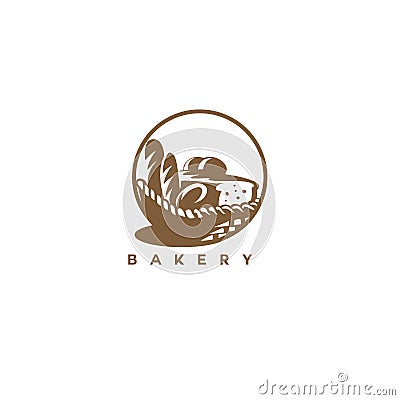 Minimal logo of brown bakery basket vector illustration Vector Illustration