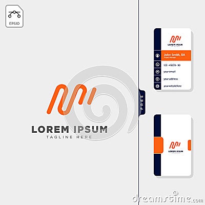 minimal M initial logo template vector illustration, free business card design Vector Illustration