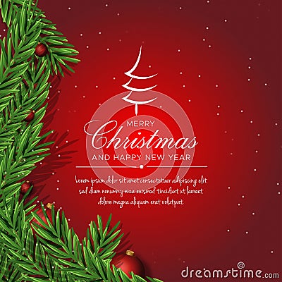 Minimal Merry Christmas and Happy New Year design Vector Illustration