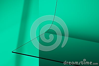 Minimal mockup background for product presentation. Transparent glass podium on green background. 3d render illustration Cartoon Illustration