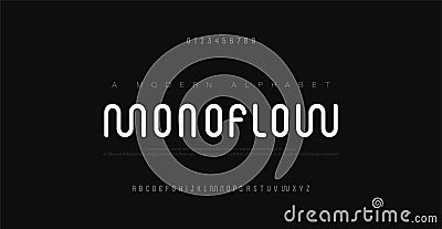 Minimal modern alphabet fonts and numbers. Abstract urban rounded line font typography typeface uppercase. vector illustration Vector Illustration