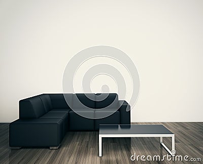 Minimal modern interior chair to face blank wall Stock Photo