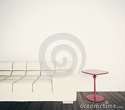 Minimal modern interior couch to face blank wall Stock Photo