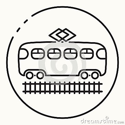 Minimal outline tram icon Vector Illustration