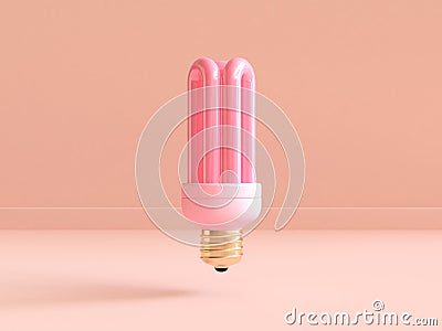 Minimal pink 3d rendering abstract gold pink light bulb floating Stock Photo