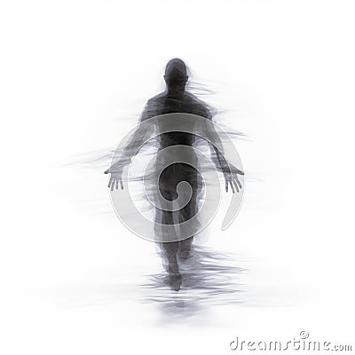 Minimal Poltergeist: 3d Silhouette Of Running Human In Ghostly Presence Stock Photo