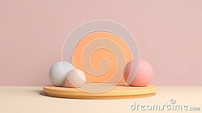 Minimal Realistic pastel Display Podium for Product Mock up or Cosmetics Presentation in colorful pastel Studio. Generative AI Stock Photo