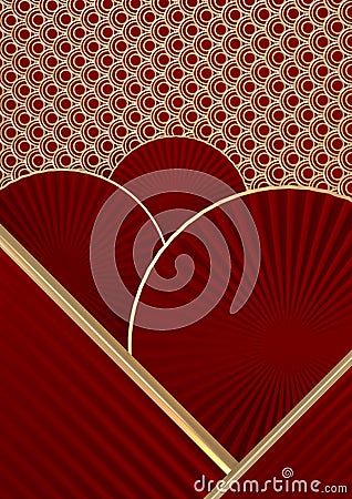 Mock up Minimal Red vertical background china style for show product. 3D rendering Stock Photo