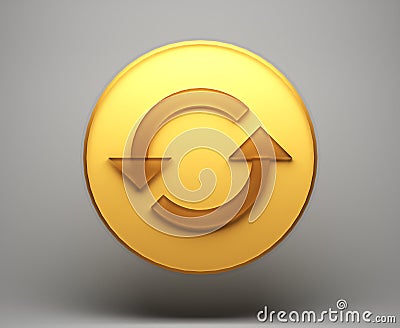 Minimal refresh symbol on yellow background. 3d rendering Stock Photo