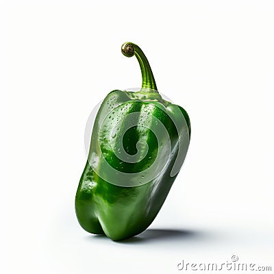 Minimal Retouching: Poblano Pepper On White Background Stock Photo