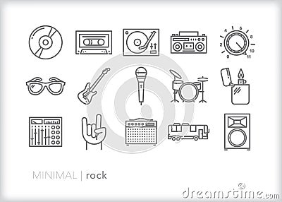 Rock icons for concerts, bands, groupies, music and musicians Vector Illustration