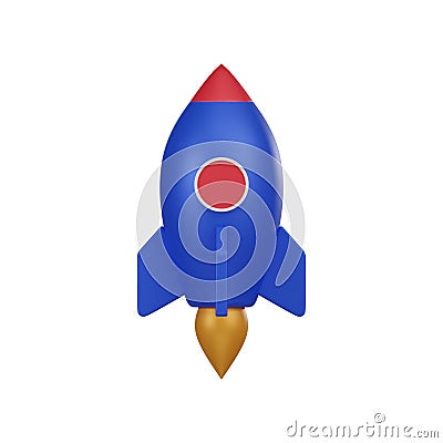 Minimal rocket launch icon for website and app. 3d render isolated illustration Stock Photo