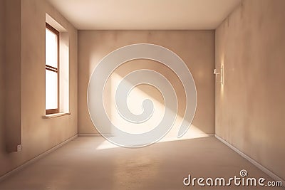 texture minimal window wall plaster beige light design room blank. Generative AI. Stock Photo