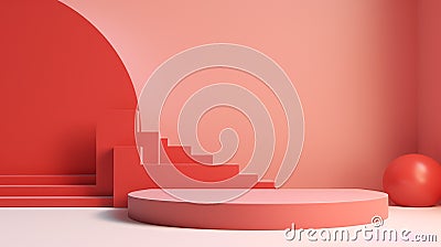 Minimal scene with podium and abstract background. generative AI Stock Photo