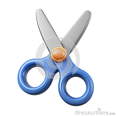 Minimal scissors symbol on red background. 3d rendering Stock Photo