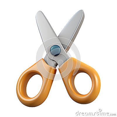 Minimal scissors symbol on red background. 3d rendering Stock Photo