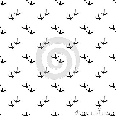 Minimal seamless pattern with dinosaur foots. Black and white colors Vector Illustration