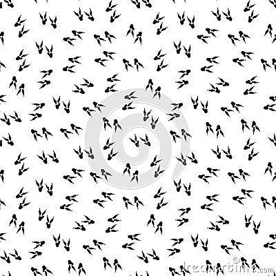 Minimal seamless pattern with dinosaur foots. Black and white colors Vector Illustration