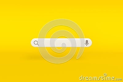 Minimal search bar design element on yellow background. web search concept. 3d illustration Stock Photo