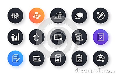 Minimal set of Article, Checked file and Winner flat icons for web development. For design. Vector Vector Illustration