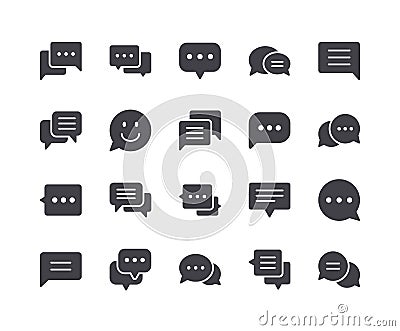 Minimal Set of Chat Bubble Glyph Icons Vector Illustration