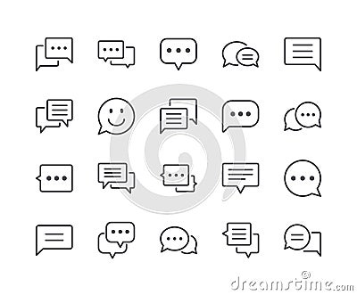 Minimal Set of Chat Bubble Line Icons Vector Illustration