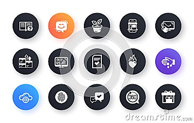 Minimal set of Cloud computing, Checked file and Leaves flat icons for web development. For design. Vector Vector Illustration