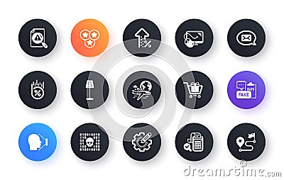 Minimal set of Computer mouse, Settings gear and Messenger flat icons for web development. For design. Vector Vector Illustration