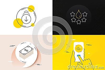 Minimal set of Dollar, Scroll down and Quality line icons. For web development. Vector Vector Illustration