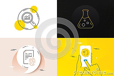 Minimal set of Fingerprint, Writer and Data analysis line icons. For web development. Vector Vector Illustration