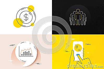Minimal set of Freezing click, Infographic graph and Group line icons. For web development. Vector Vector Illustration
