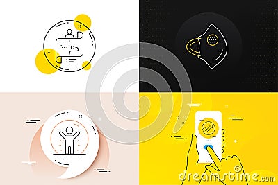 Minimal set of Journey path, Medical mask and Audit line icons. For web development. Vector Vector Illustration